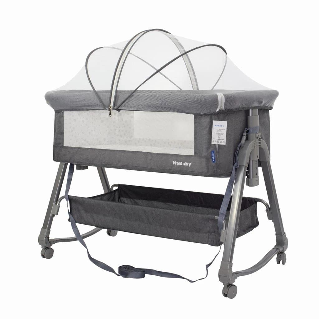 Berço Portátil Moisés Co-bed com Balanço Mosquiteiro e Cesto Cinza Kababy