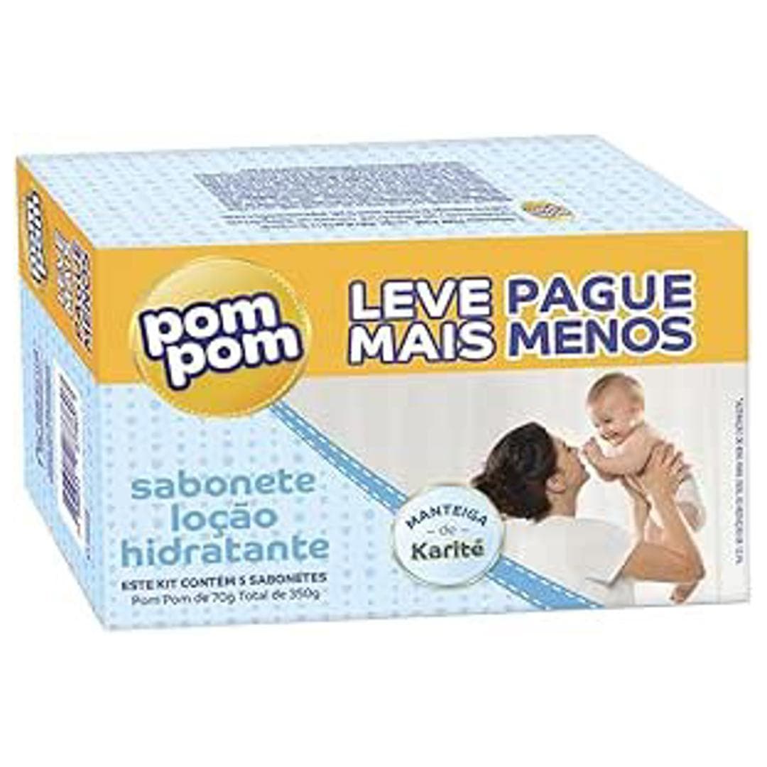 Kit Sabonete em Barra Pom Pom Loção Hidratante 5x70g