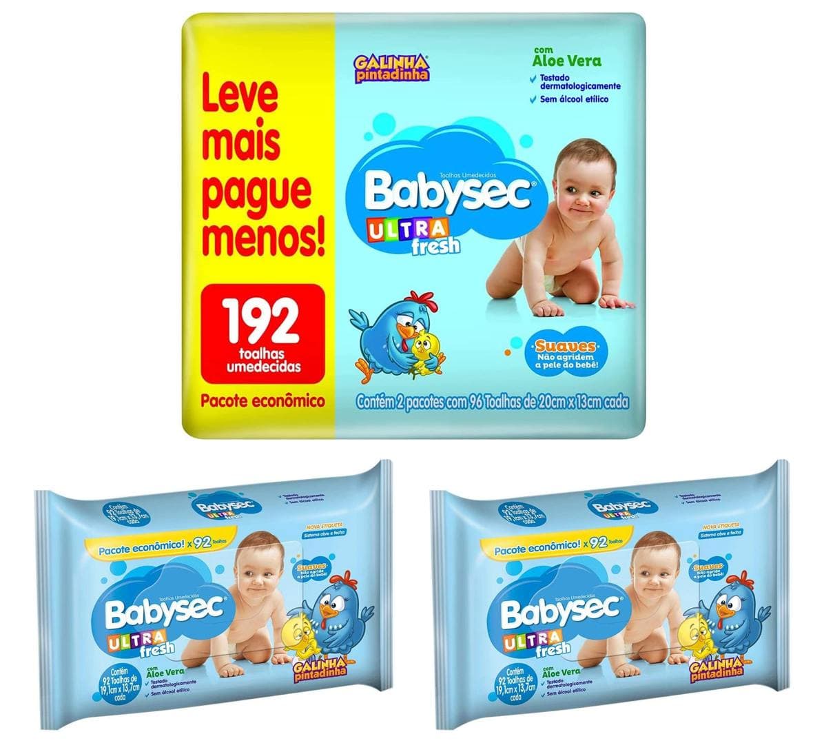 Lenço Umedecido Babysec Pacote Econômico 192 unidades (2x96)
